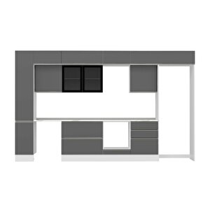 Alvinka 380x240 Cm High Gloss Mutfak Dolabı Beyaz Antrasıt Mbb-e80b40s60-3