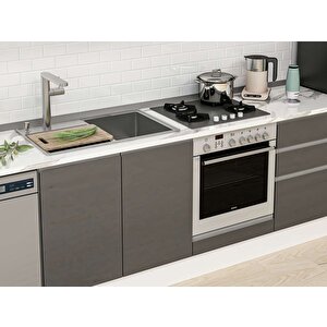 Alvinka 300x210 Cm High Gloss Mdf Mutfak Dolabı Beyaz Antrasıt Mb-e80b40s60-1 Antrasit