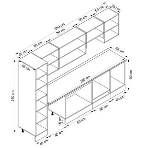 Alvinka 300x210 Cm High Gloss Mdf Mutfak Dolabı Beyaz Antrasıt Mb-e80b40s60-1