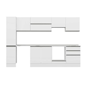 Alvinka 300x210 Cm High Gloss Mdf Mutfak Dolabı Beyaz Antrasıt Mb-e80b40s60-1