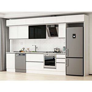 370x240 Cm High Gloss Mdf Mutfak Dolabı Beyaz Beyaz Mb-e80s50s40-3 Beyaz