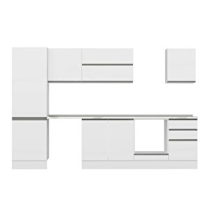 Alvinka 320x210 Cm High Gloss Mdf Mutfak Dolabı Beyaz Beyaz M-e90s60s50-2