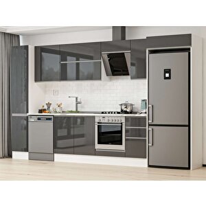 370x222 Cm High Gloss Mutfak Dolabı Beyaz Antrasıt Mbb-e90b40s40-2 Antrasit