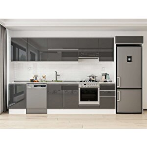 385x222 Cm High Gloss Mdf Mutfak Dolabı Beyaz Antrasıt Mb-e90s50s45-1 Antrasit