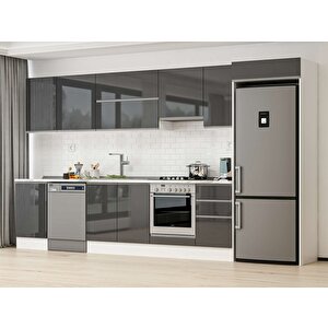 385x222 Cm High Gloss Mdf Mutfak Dolabı Beyaz Antrasıt Mb-e90s50s45-1 Antrasit