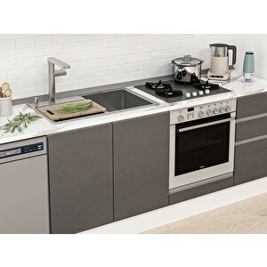385x222 Cm High Gloss Mdf Mutfak Dolabı Beyaz Antrasıt Mb-e90s50s45-1 Antrasit