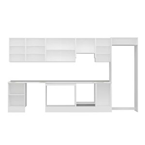 Alvinka 385x222 Cm High Gloss Mdf Mutfak Dolabı Beyaz Antrasıt Mb-e90s50s45-1