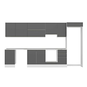 Alvinka 385x222 Cm High Gloss Mdf Mutfak Dolabı Beyaz Antrasıt Mb-e90s50s45-1