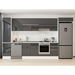 370x222 Cm High Gloss Mdf Mutfak Dolabı Beyaz Antrasıt Mbb-e80b45s45-1 Antrasit