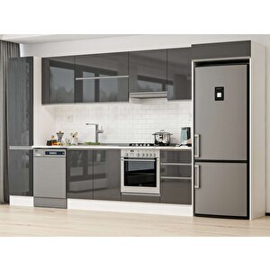 370x222 Cm High Gloss Mdf Mutfak Dolabı Beyaz Antrasıt Mbb-e80b45s45-1 Antrasit