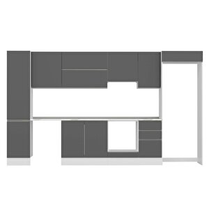 Alvinka 370x222 Cm High Gloss Mdf Mutfak Dolabı Beyaz Antrasıt Mbb-e80b45s45-1
