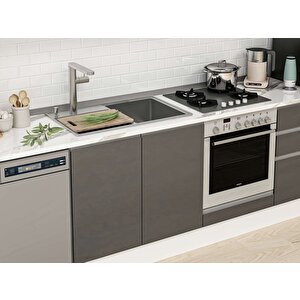 300x210 Cm High Gloss Mdf Mutfak Dolabı Beyaz Antrasıt Mb-e80b60s40-2 Antrasit