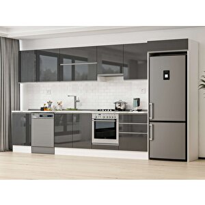 400x222 Cm High Gloss Mutfak Dolabı Beyaz Antrasıt Mb-e90s50s60-1 Antrasit