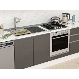 400x222 Cm High Gloss Mutfak Dolabı Beyaz Antrasıt Mb-e90s50s60-1 Antrasit
