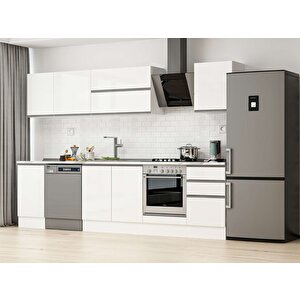 295x210 Cm High Gloss Mutfak Dolabı Beyaz Beyaz M-e80s45s50-2 Beyaz