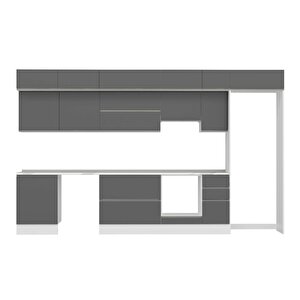 Alvinka 390x240 Cm High Gloss Mutfak Dolabı Beyaz Beyaz Mb-e90s60s40-1