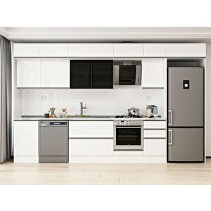 385x240 Cm High Gloss Mdf Mutfak Dolabı Beyaz Beyaz Mb-e90s50s45-3 Beyaz