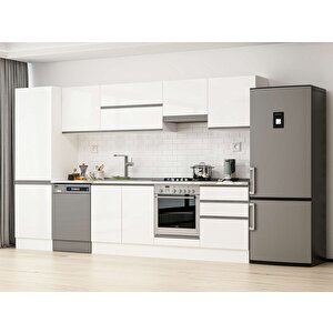 320x210 Cm High Gloss Mutfak Dolabı Beyaz Beyaz Mb-e80b60s60-1 Beyaz