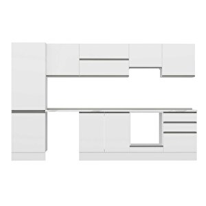 Alvinka 320x210 Cm High Gloss Mutfak Dolabı Beyaz Beyaz Mb-e80b60s60-1