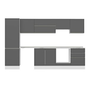 Alvinka 320x210 Cm High Gloss Mutfak Dolabı Beyaz Beyaz Mb-e80b60s60-1