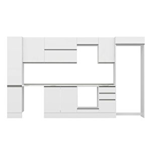 Alvinka 365x222 Cm High Gloss Mdf Mutfak Dolabı Beyaz Beyaz Mbb-e80b40s45-2