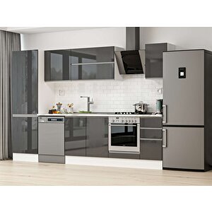 310x210 Cm High Gloss Mdf Mutfak Dolabı Beyaz Antrasıt Mb-e90b60s40-2 Antrasit