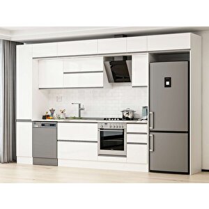 370x240 Cm High Gloss Mdf Mutfak Dolabı Beyaz Beyaz Mbb-e90b40s40-2 Beyaz