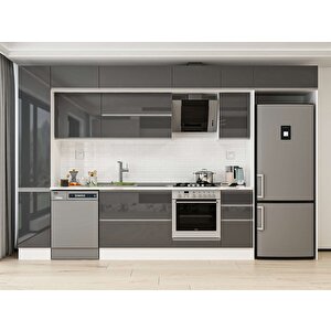 370x240 Cm High Gloss Mdf Mutfak Dolabı Beyaz Antrasıt Mbb-e90b40s40-2 Antrasit
