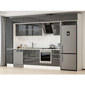 370x240 Cm High Gloss Mdf Mutfak Dolabı Beyaz Antrasıt Mbb-e90b40s40-2 Antrasit