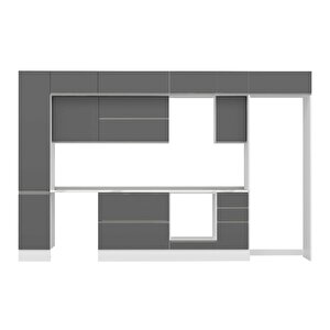 Alvinka 370x240 Cm High Gloss Mdf Mutfak Dolabı Beyaz Antrasıt Mbb-e90b40s40-2