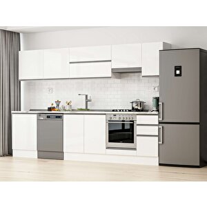 300x210 Cm High Gloss Mutfak Dolabı Beyaz Beyaz M-e80s60s40-1 Beyaz