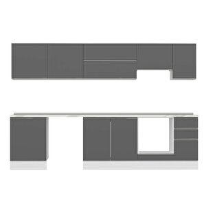 Alvinka 300x210 Cm High Gloss Mutfak Dolabı Beyaz Beyaz M-e80s60s40-1