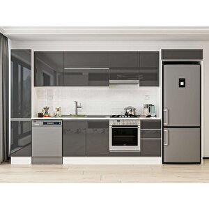360x222 Cm High Gloss Mutfak Dolabı Beyaz Antrasıt Mbb-e80b40s40-1 Antrasit
