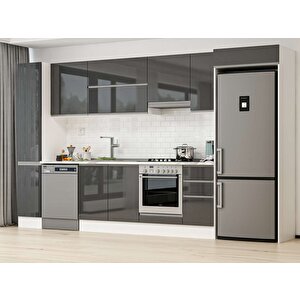 360x222 Cm High Gloss Mutfak Dolabı Beyaz Antrasıt Mbb-e80b40s40-1 Antrasit