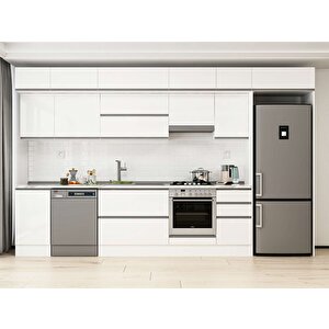 380x240 Cm High Gloss Mdf Mutfak Dolabı Beyaz Beyaz Mb-e90s45s45-1 Beyaz