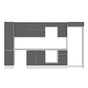 Alvinka 380x222 Cm High Gloss Mdf Mutfak Dolabı Beyaz Antrasıt Mbb-e90b45s45-2