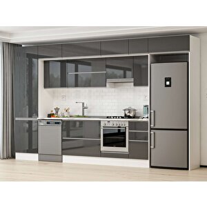 390x240 Cm High Gloss Mutfak Dolabı Beyaz Antrasıt Mbb-e90b60s40-1 Antrasit