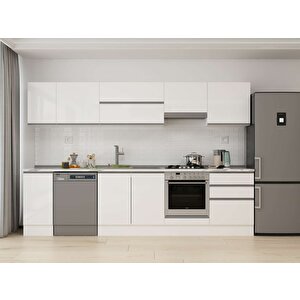 310x210 Cm High Gloss Mdf Mutfak Dolabı Beyaz Beyaz M-e90s40s60-1 Beyaz