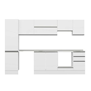Alvinka 305x210 Cm High Gloss Mutfak Dolabı Beyaz Beyaz M-e90s50s45-1