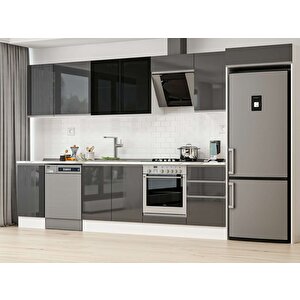 385x222 Cm High Gloss Mdf Mutfak Dolabı Beyaz Antrasıt Mb-e90s45s50-3 Antrasit