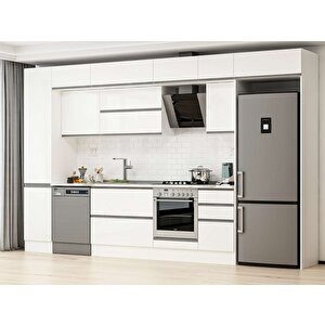 370x240 Cm High Gloss Mdf Mutfak Dolabı Beyaz Beyaz Mbb-e80b45s45-2 Beyaz