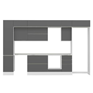 Alvinka 370x240 Cm High Gloss Mdf Mutfak Dolabı Beyaz Antrasıt Mbb-e80b45s45-2
