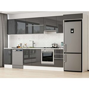 375x222 Cm High Gloss Mdf Mutfak Dolabı Beyaz Antrasıt Mb-e90s45s40-1 Antrasit