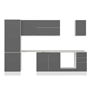 Alvinka 310x210 Cm High Gloss Mutfak Dolabı Beyaz Antrasıt Mb-e90b60s40-2