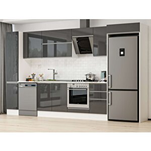 375x222 Cm High Gloss Mdf Mutfak Dolabı Beyaz Antrasıt Mbb-e90b40s45-2 Antrasit