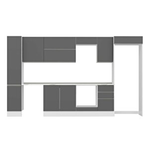 Alvinka 375x222 Cm High Gloss Mdf Mutfak Dolabı Beyaz Antrasıt Mbb-e90b40s45-2