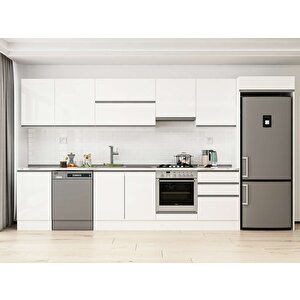 390x222 Cm High Gloss Mdf Mutfak Dolabı Beyaz Beyaz Mb-e80s50s60-1 Beyaz