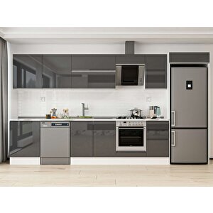 395x222 Cm High Gloss Mdf Mutfak Dolabı Beyaz Antrasıt Mb-e90s60s45-2 Antrasit