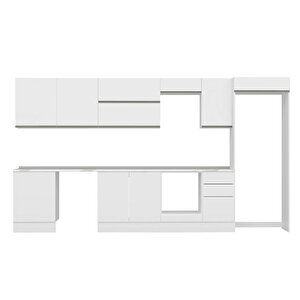 Alvinka 395x222 Cm High Gloss Mdf Mutfak Dolabı Beyaz Beyaz Mb-e90s60s45-2