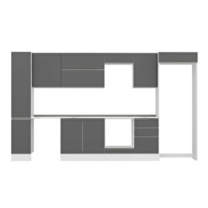 Alvinka 370x222 Cm High Gloss Mutfak Dolabı Beyaz Antrasıt Mbb-e80b40s50-2